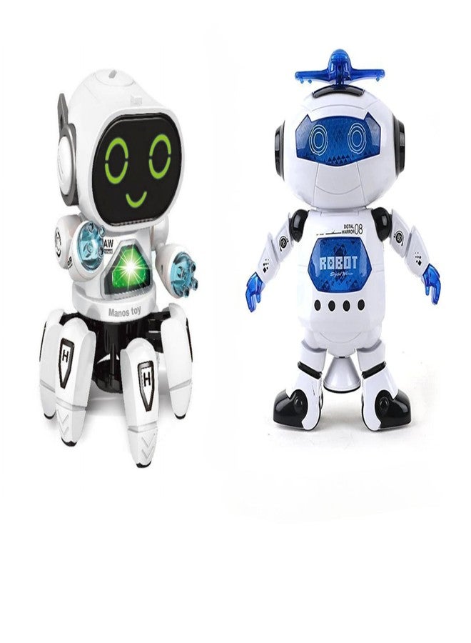 Manos Remote Control Kids Robot Toys with Batteries, Dancing Robot & 360° Rotating Robot Octopus Design, Robotic 3D Light, 2 Different Types, Combo Pack for Boys & Girls - Image 1